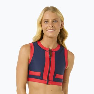Horní díl plavek Rip Curl Coco Short Sleeve Vest red/dark blue
