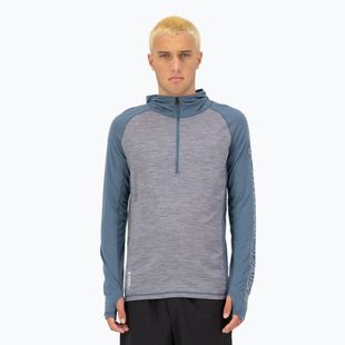 Pánská termo mikina Mons Royale Temple Tech Hood grey heather/goblin blue