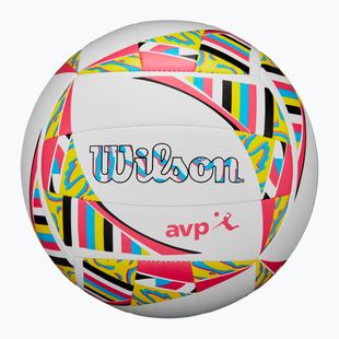 Míč na plážový volejbal Wilson AVP Movement white/pink/yellow velikost 5