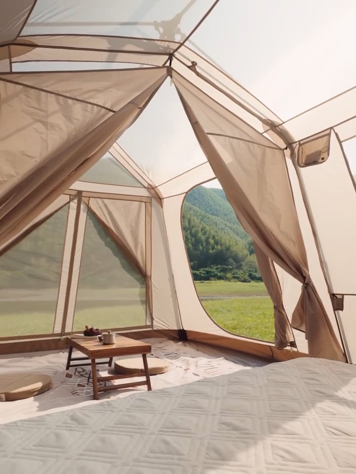 4lůžkový kempingový stan Naturehike Village 13 Ridge Ultimate Edition brown/ti black