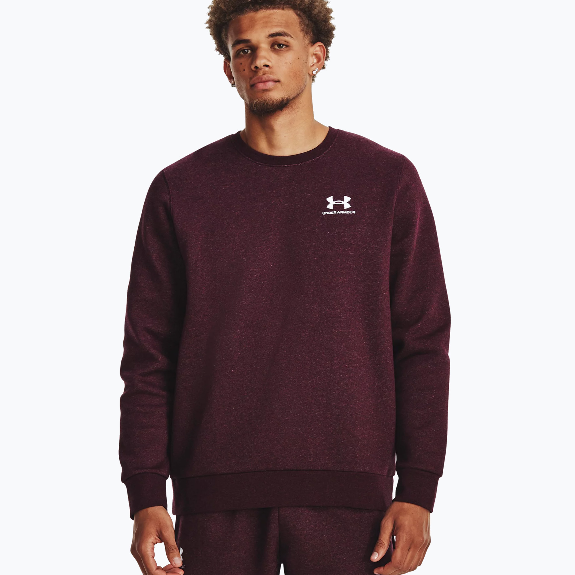 Pánská mikina Under Armour Essential Fleece Crew tmavě bordó/bílá (Essential Fleece Crew 1374250)