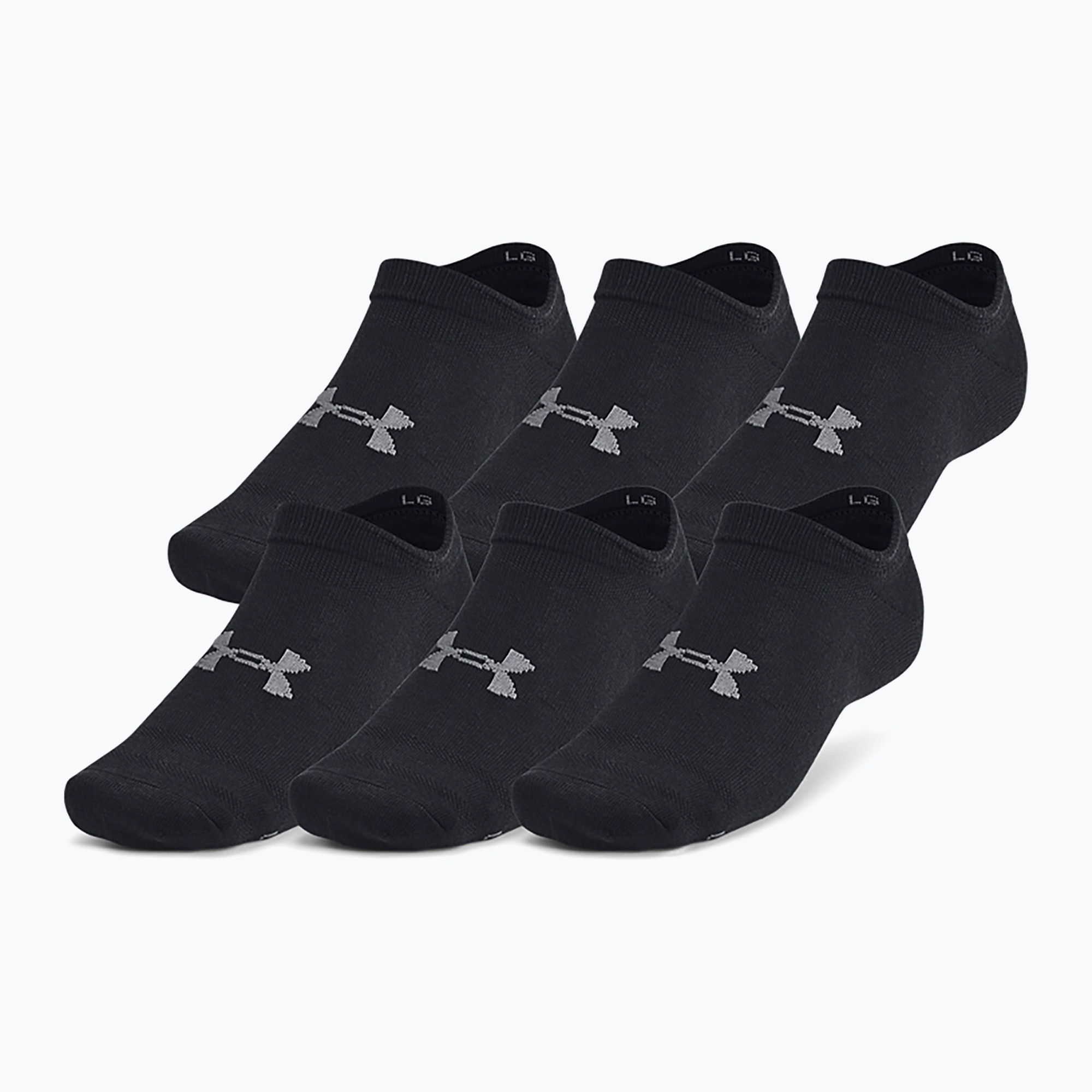 Tréninkové ponožky Under Armour Essential No Show 6 Pack black/black/castlerock (Essential No Show 1382611-001)