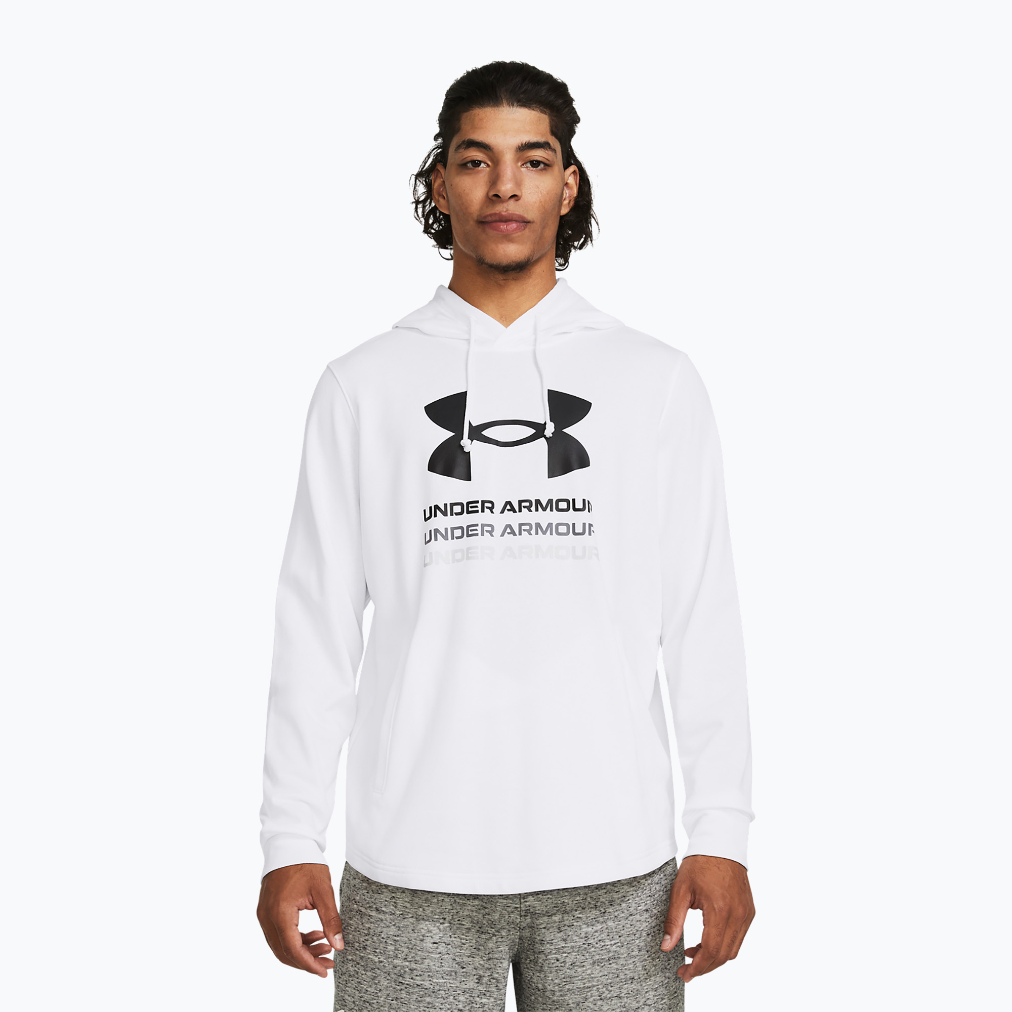 Pánská mikina Under Armour Rival Terry Graphic Hood white/black (Rival Terry Graphic Hood 1386047-100)