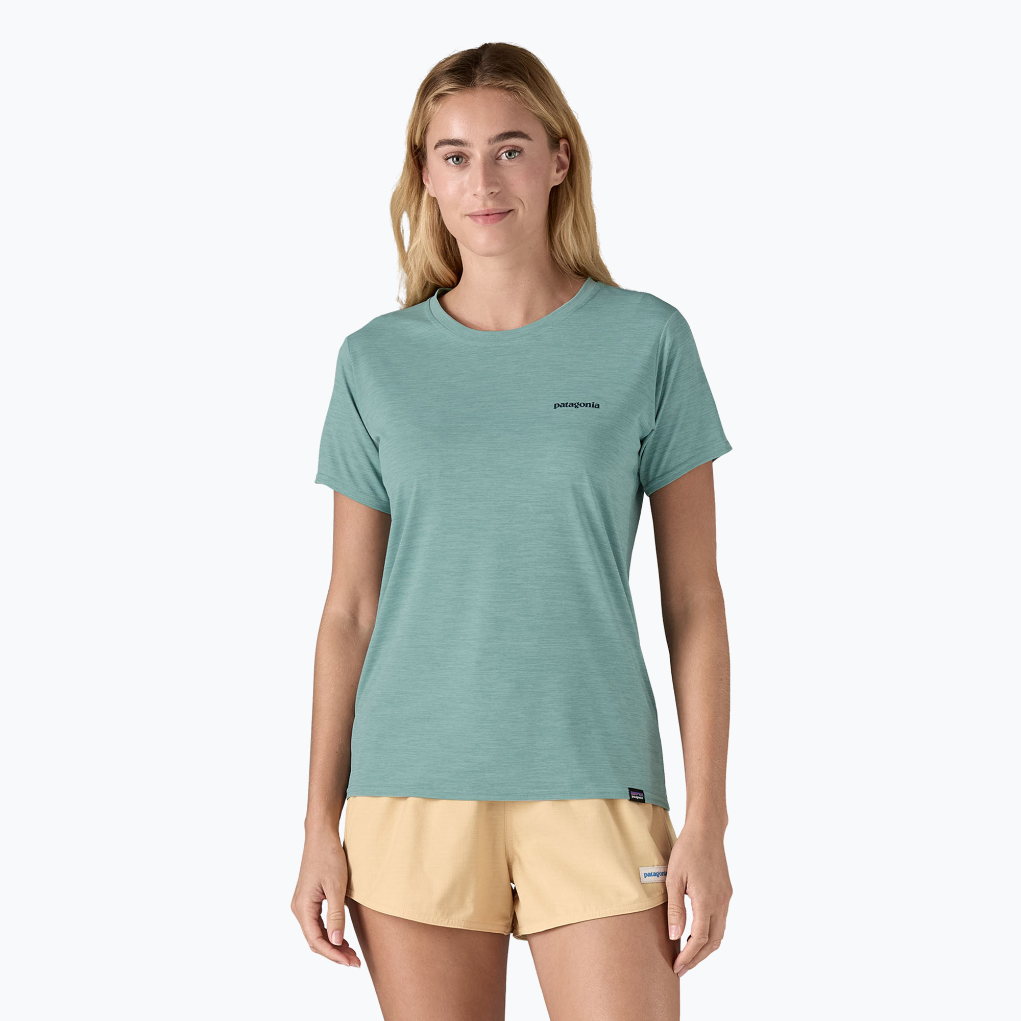 Dámské tričko Patagonia Cap Cool Daily Graphic Waters boardshort logo/thermal blue x-dye (Cap Cool Daily Graphic Shirt Waters 45365)
