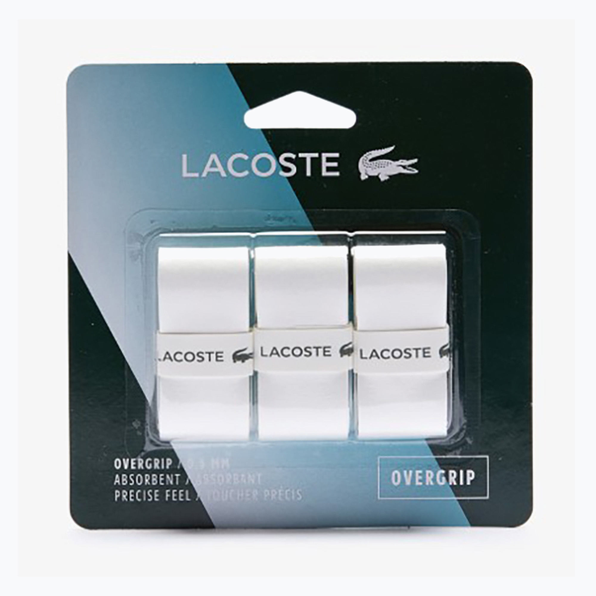 Omotávka na tenisovou raketu Lacoste Absorbent Overgrip 3 ks white (Absorbent Overgrip 52LACOVE21)