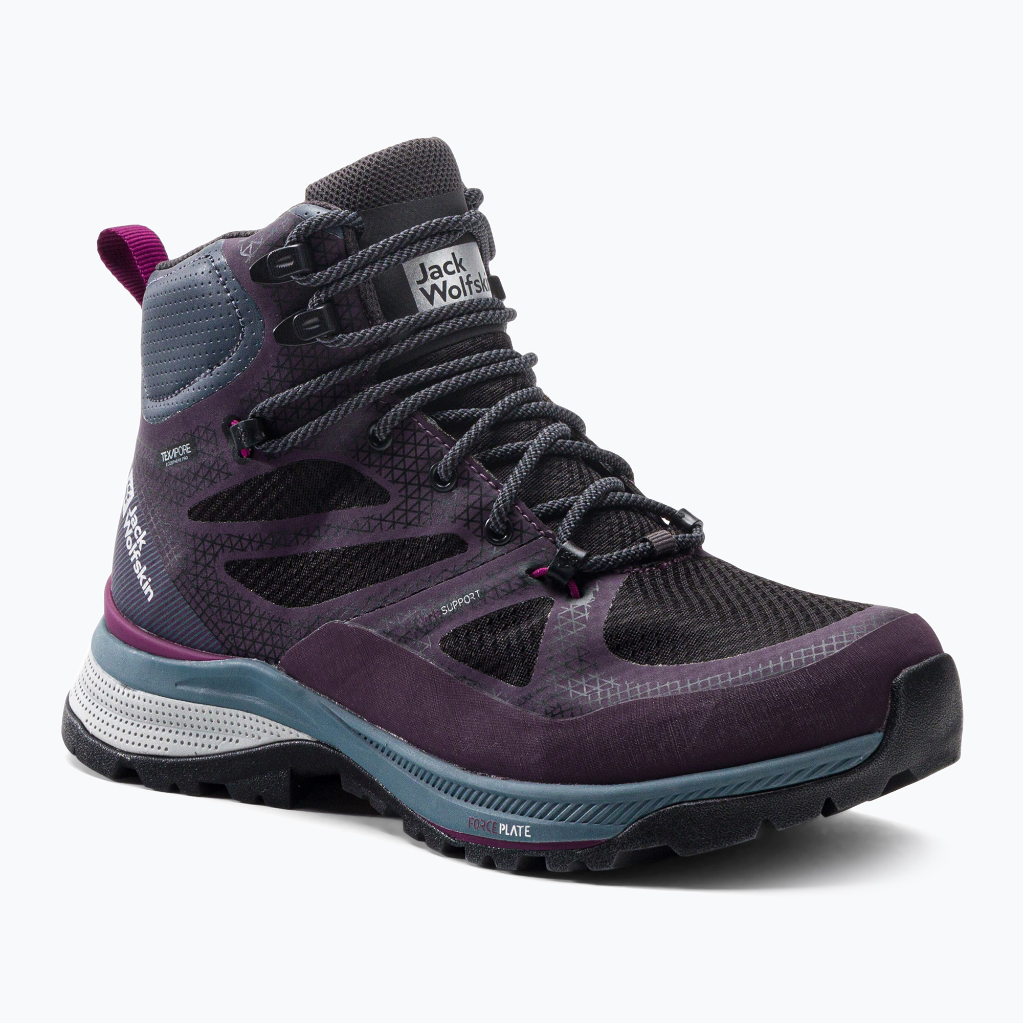 Dámská trekingová obuv Jack Wolfskin Force Striker Texapore Mid fialová 4038873 (Force Striker Texapore Mid 4038873)