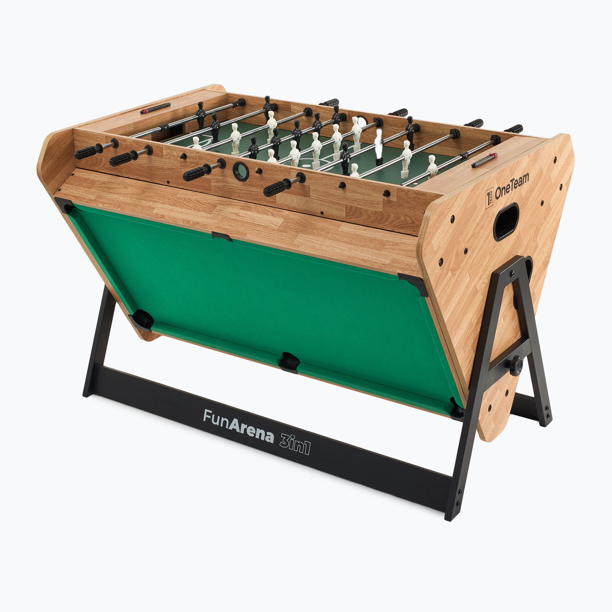 Hrací stůl 3in1 OneTeam FunArena fotbálek, push hockey, kulečník dřevěný black (FunArena 3-in-1 OTM-B5Y003-NT)