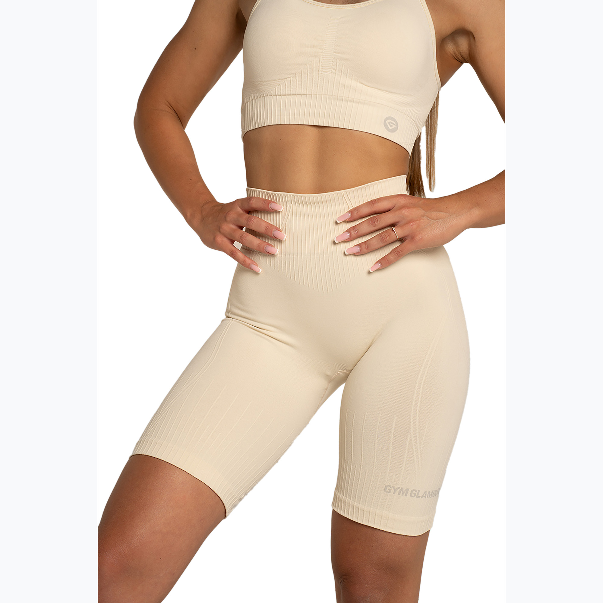 Dámské cyklistické tréninkové šortky Gym Glamour Push Up 2.0 nude (Push Up 2.0 611-3)