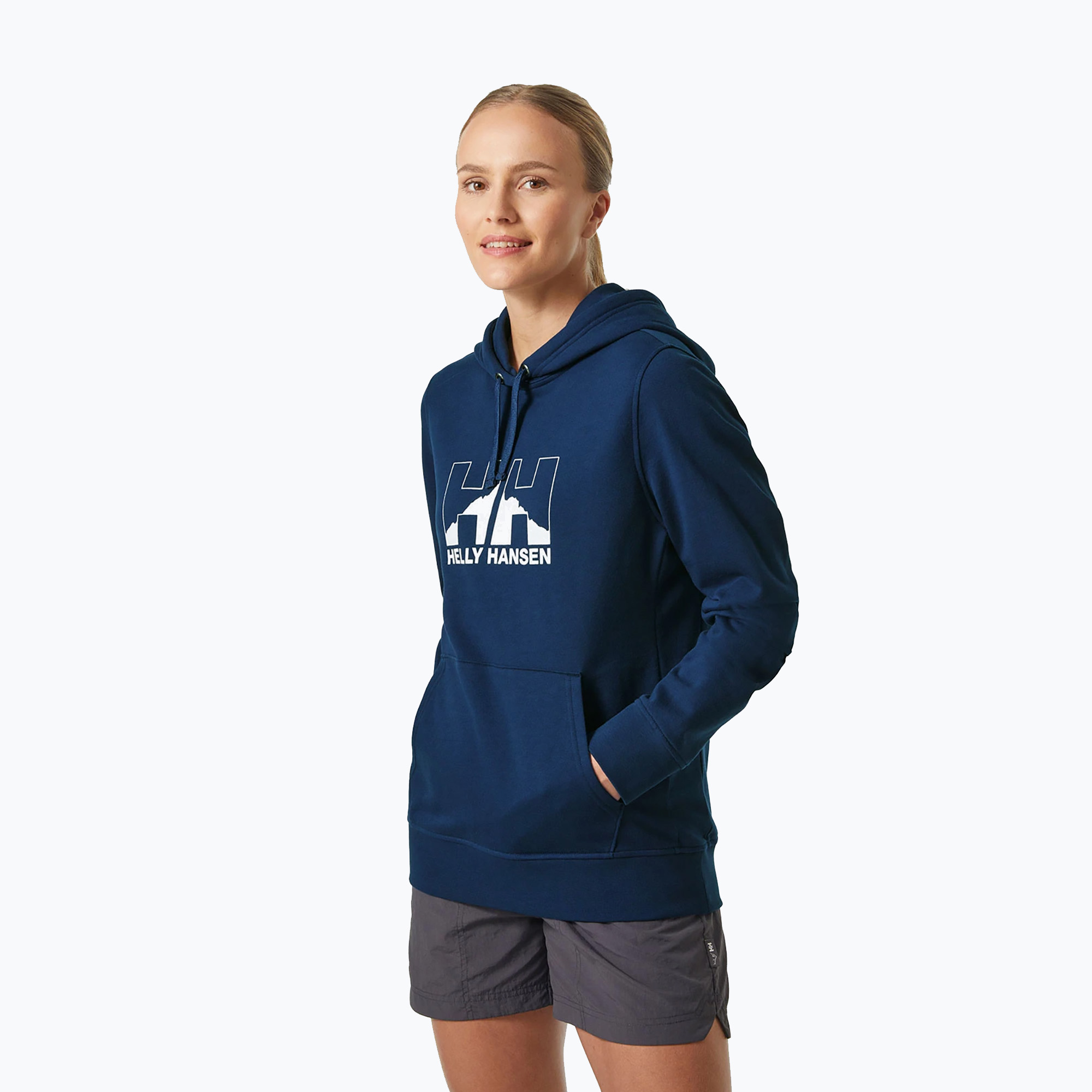 Dámská trekingová mikina Helly Hansen Nord Graphic Pullover Hoodie navy blue 62981_584 (Nord Graphic Pullover Hoodie 62981_584)