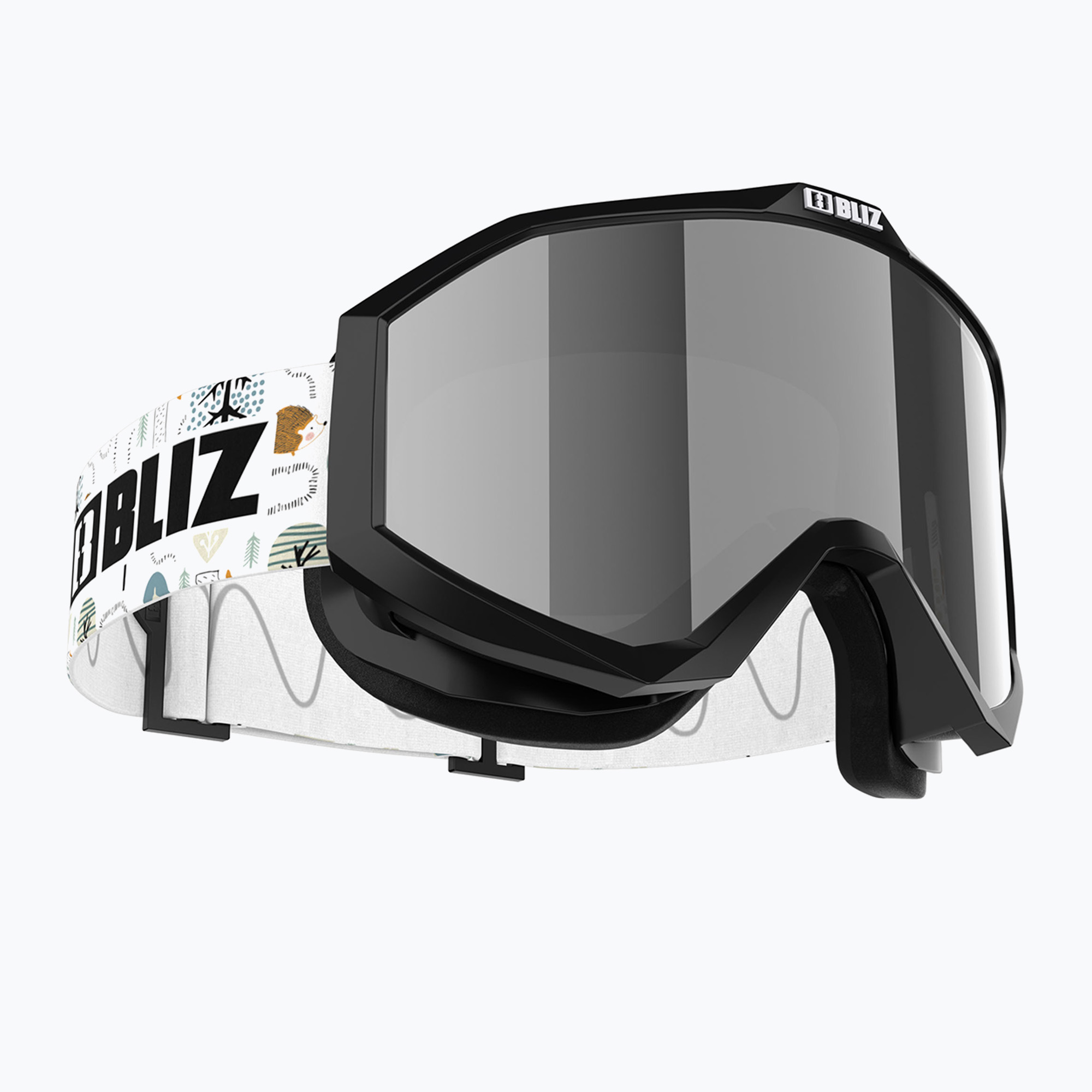 Dětské lyžařské brýle Bliz Liner Jr black white logo/brown&silver mirror (Liner Jr 0ZK8503-02 00)