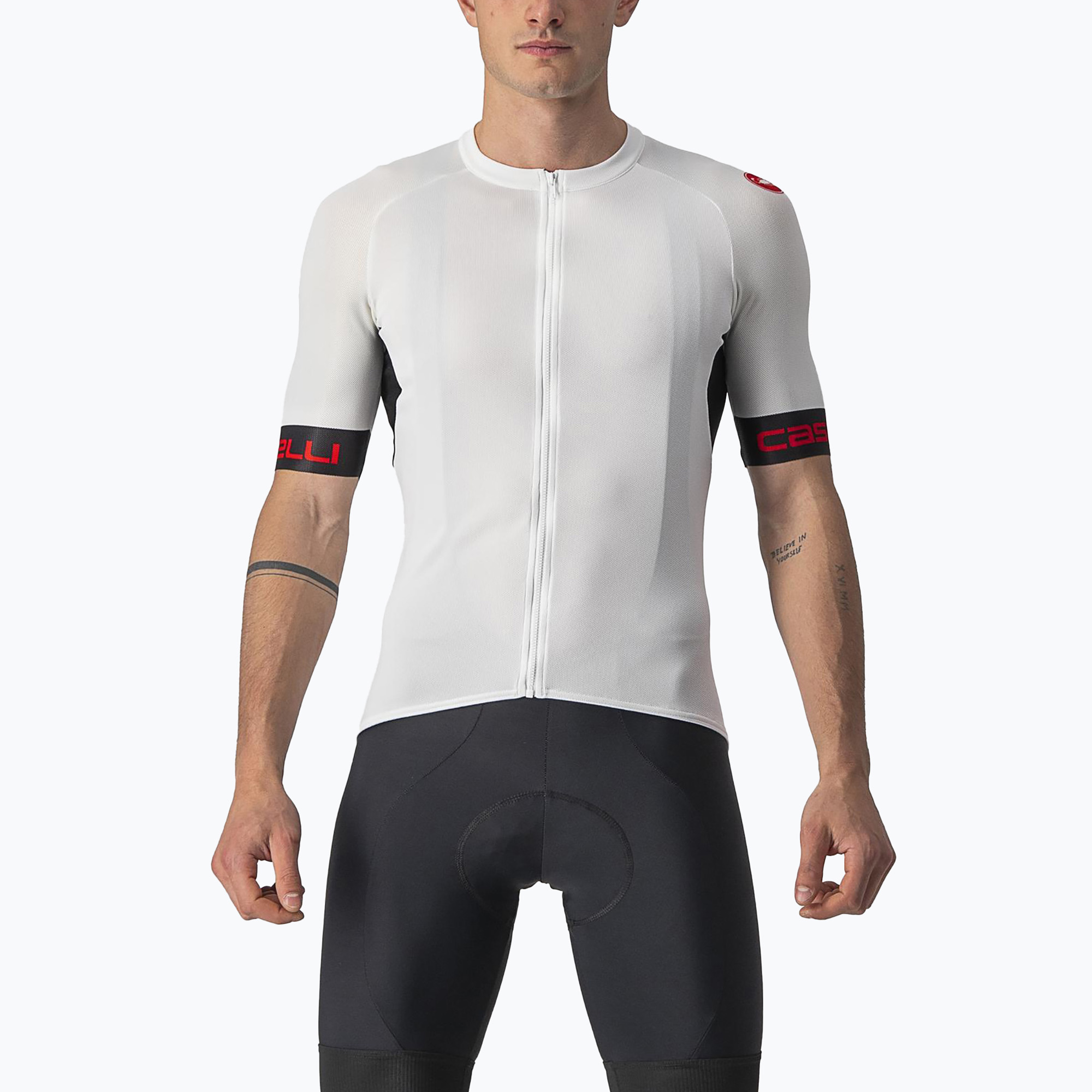 Pánský cyklistický dres  Castelli Entrata VI ivory/light black/red