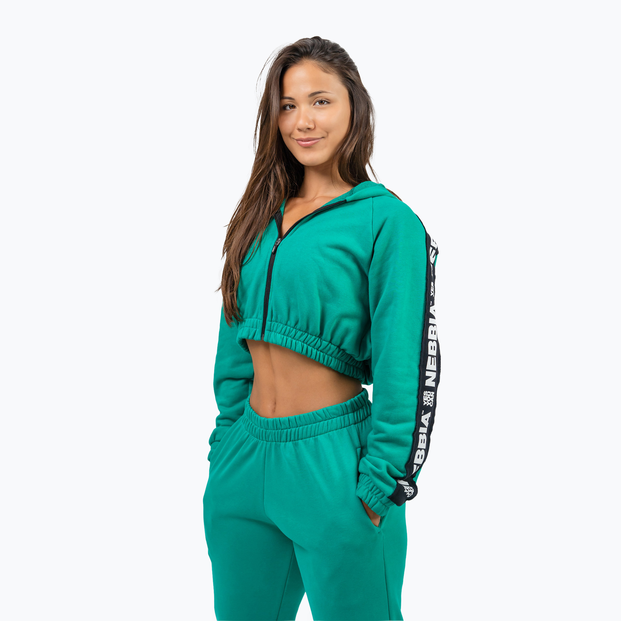 Dámská mikina  NEBBIA Crop Hoodie Iconic green (Crop Hoodie Iconic 254)