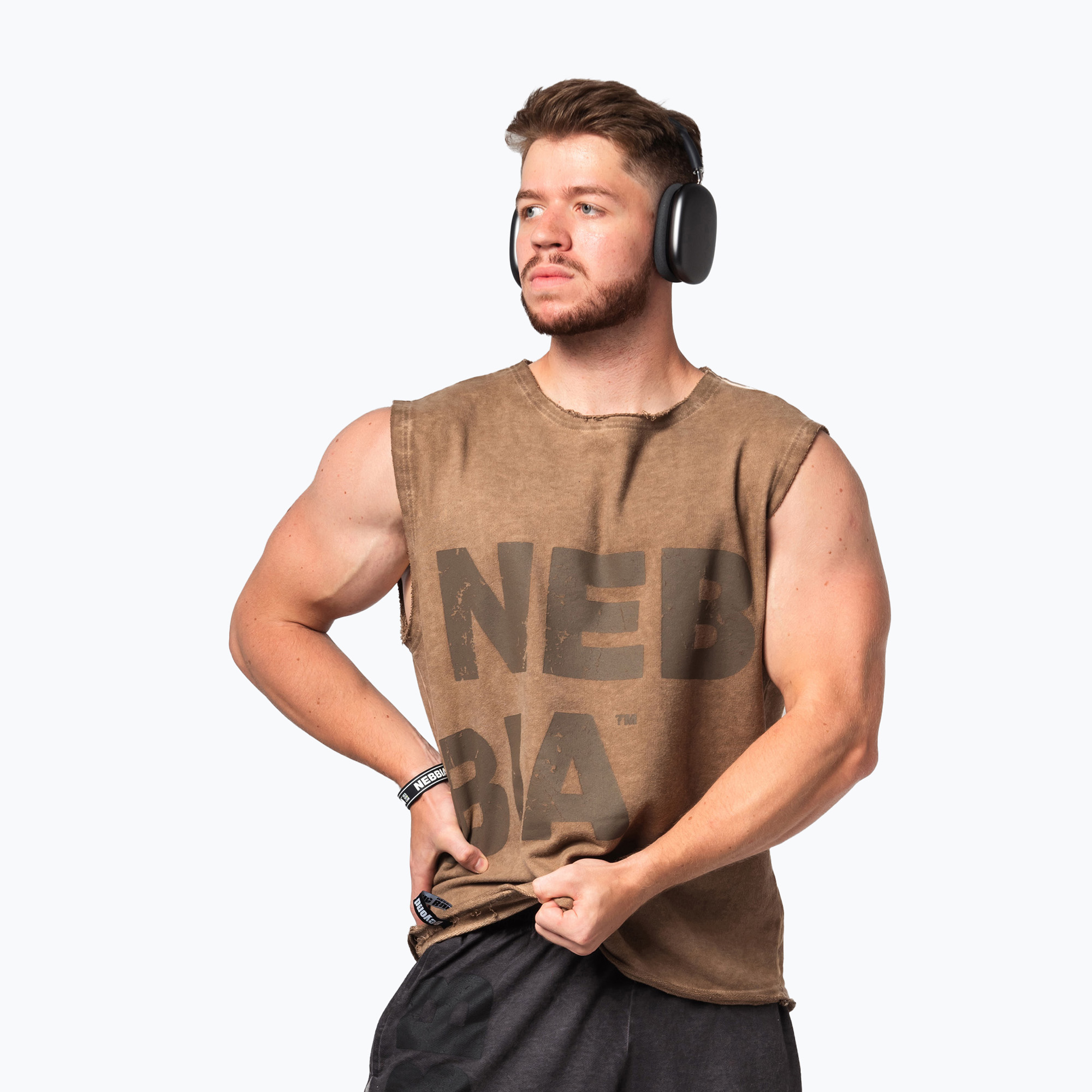 Pánské sportovní  tílko Washed-Off Beastin light brown (Washed-Off Beastin 361)