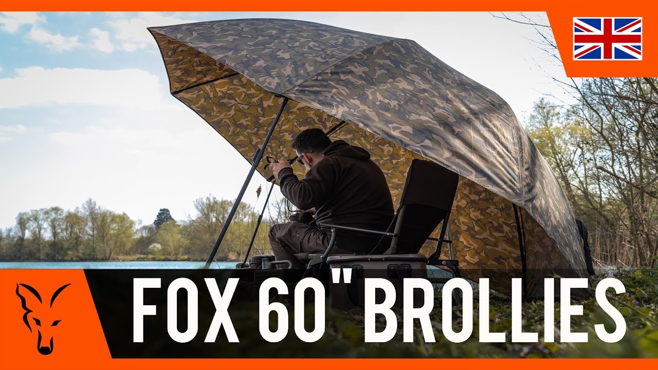 Fox 60' Camo Brolly hnědý deštník na kapry CUM268