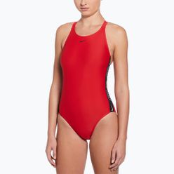 Dámské jednodílné plavky Nike Logo Tape Fastback university red