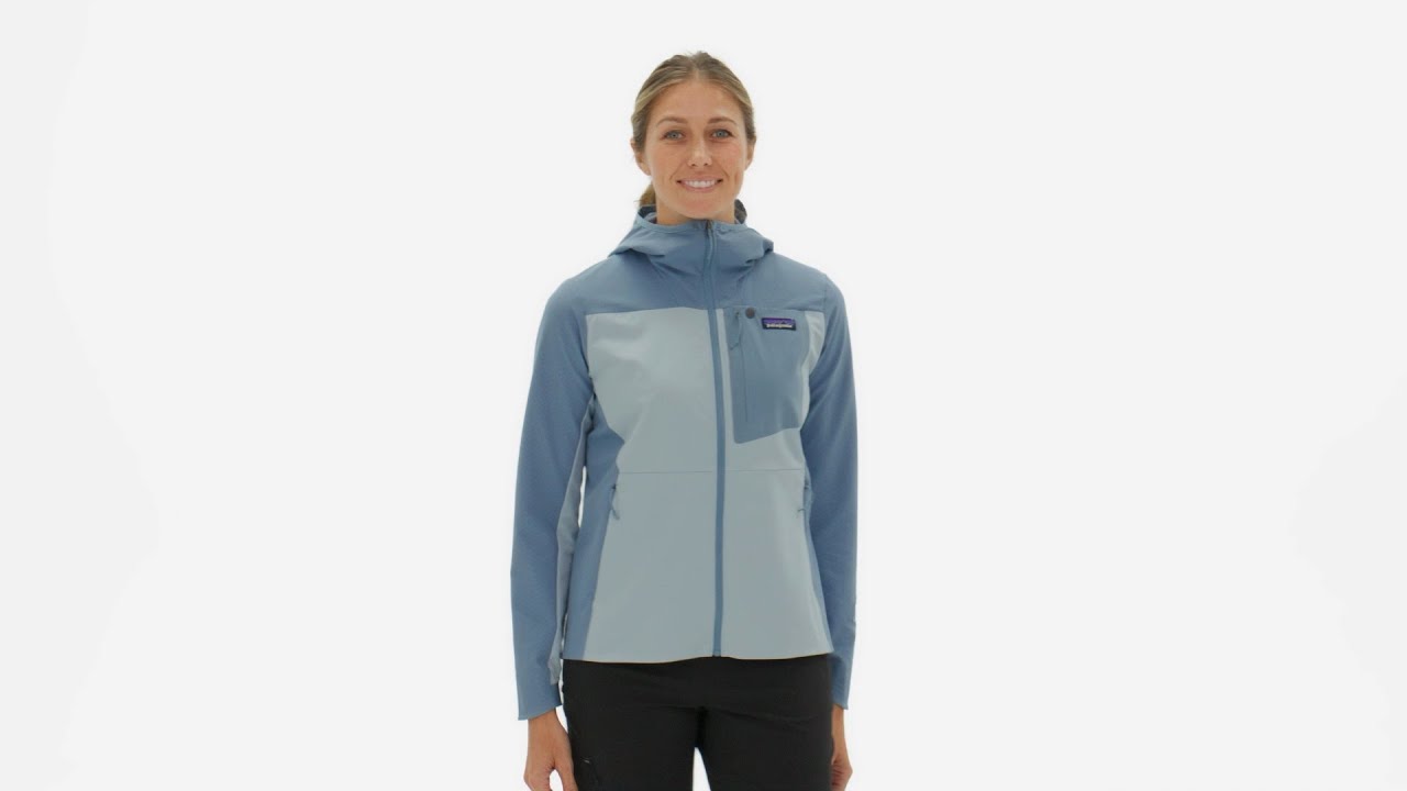 Dámská softshellová bunda Patagonia R1 CrossStrata Hoody lagom blue